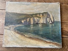 Französisches Postimpressionist Ölgemälde Meereslandschaft "Etretat" signiert Andre Jean