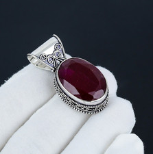 Kashmir Rubin Edelstein Handgemacht 925 Sterling Silber Anhänger Geschenk Für