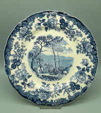 Royal Worcester 1790 Avon Scenes Palissy blau 1 großer Speiseteller 27,5 cm