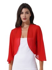 DE Damen Bolero Shrug Chiffon Jacke Schulterjacke Leichte Dünn Jäckchen Top