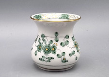 Meissen Porzellan Vase, Indisch grün Handmalerei Blüten vergoldet 1. Wahl Deko