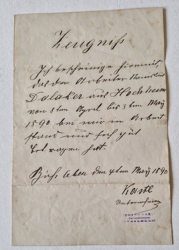 Historisches arbeitszeugnis - historisches,