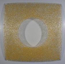 alter nur Lampenschirm Flachglas viereckig 50er Midcentury gelb Kröselglas (4)