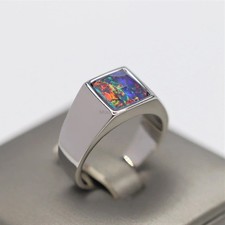 Blue Fire Opal Gemstone Signet