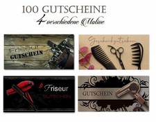 100 x Geschenkgutscheine MIX  Gutscheinkarten Friseursalon Friseur Barber
