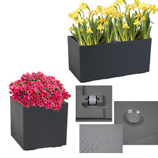 Blumenkübel Blumentopf Quadratisch mit Rollen Beton Optik 2 Größen Anthrazit