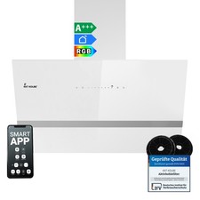 Dunstabzugshaube 80cm Umluft Abluft Kopffrei Wandhaube Schräghaube weiß WLAN