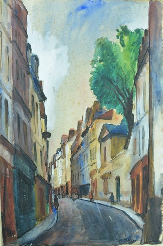 Altes gemälde straßenszene - altes,