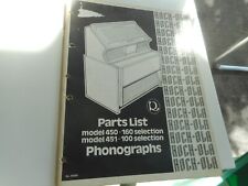 Parts List Teileliste  für Rock Ola Musikboxen 450 und 451