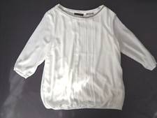 Chiffon-Bluse Orsay Gr. 42 weiß mit silbernen Perlen bestickt Rückenlänge 62 cm