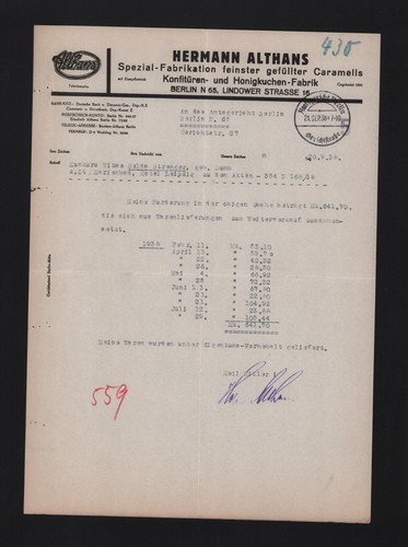Berlin brief 1938 hermann - berlin,,