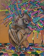 Bild Handgemalt auf Leinwand Frau Bunt, Pop Art 50x40cm