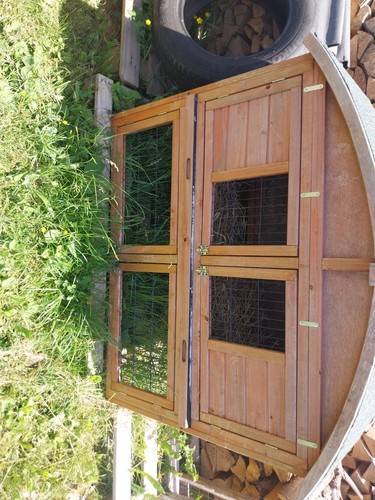 Hasenstall mit runddach holz - hasenstall,