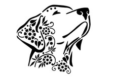 Schablone " Hund mit Blumen im