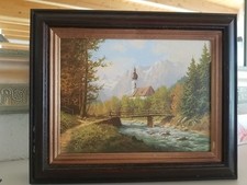 Vintage Schlüsselkasten mit Ölbild? Gemälde? Druck? Turkowiak***