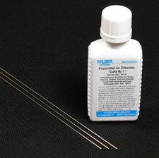 3 Silberlotstangen 1mm x 500mm L-Ag55Sn + Flussmittel 50ml Silberlot Set
