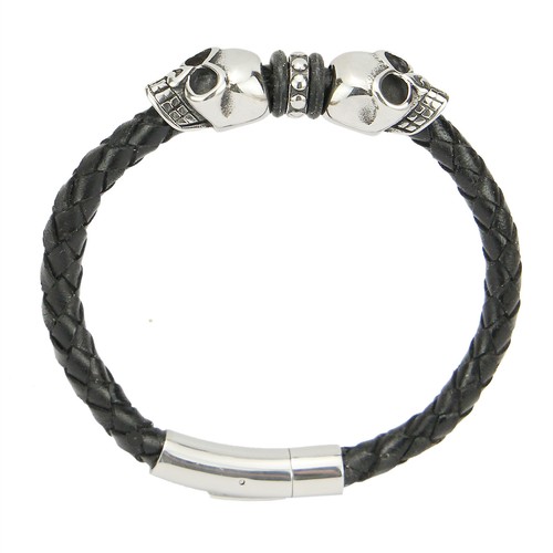 Leder armband mit - mit, totenkopf