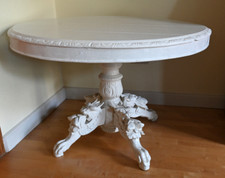 antiker großer ovaler Eichen Tisch mit Schnitzerei