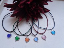 Halskette Anhänger Herz silber Katzenauge    verschiedene Farben