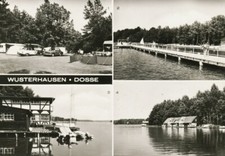 04-218 Ansichtskarte Wusterhausen Dosse Autocamping Bootshäuser Klemposee DDR