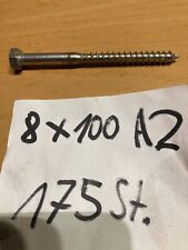 175 Stück Holzschrauben 8x100 A2 Edelstahl rostfrei DIN 571 Sechskantkopf SW 13