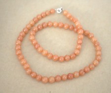 Aventurin (Orange) Edelstein kette   ca.,45,cm,Silber,,6 mm (Avin - 1)