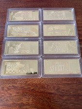8er Komplett-Set "D-Mark Barren" vergoldet Geldschein Deutsche Mark