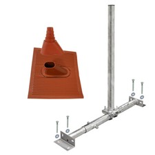 Dachsparrenhalter feuerverzinkt 1m Mast Sparrenhalter Ziegel rot SAT LTE Montage