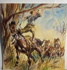 Originalzeichnung Entwurf Titelbild Cover CONTRA Wilhelm Eigener 50er Jahre Wolf