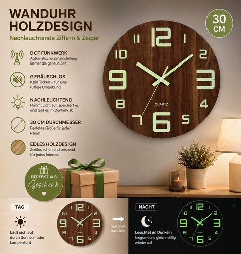 Wanduhr holzdesign - wanduhr,