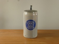 Alter Coburger Hofbräu Masskug Brauerei Coburg  Brauereikrug Zinndeckel Bierkrug