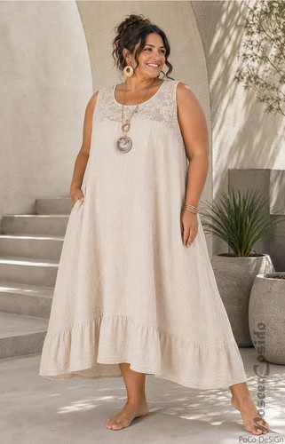 Lagenlook leinen volant - lagenlook, volant-kleid