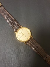 Meister Anker Unisex Armbanduhr 33,8mm Gold Quartz Braun Lederband Vintage