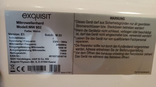 Mikrowellenherd exquisit - , mw