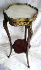 Frankreich 2. Empire Blumensäule Blumenständer Holz Intarsien Messing Marmor