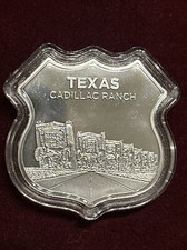 Route 66 TEXAS CADILLAC RANCH 1 oz 999+ Fine Silver Road Sign In Kapsel