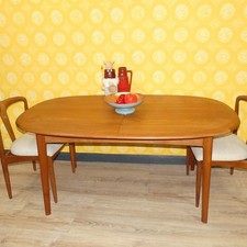 60s Svend Aage Madsen Teak Esstisch oval Butterfly ausziehbar XXL 92cmx160/235cm