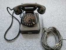 Siemens W48 Telephon · Fernsprechapparat mit Wählscheibe und geflochtenem Kabel