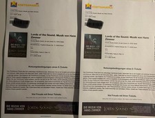 2 Konzerttickets , Bonn, 13.11.  HANS ZIMMER 