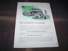 TOPRARITÄT Herrlicher Prospekt AWZ Trabant P70 Kombi von 1956 !!!