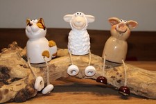 Kantensitzer aus Keramik, wählb. Katze, Schwein, Schaf, Höhe ohne Beinchen 11 cm