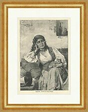 Zigeunerin Vastagh Ketten Koptuch Trachten Kleider Katzen Krüge E 2637 Gerahmt