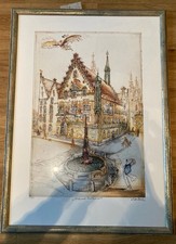 Simon Dittrich/Radierung/„Ulmer Rathaus“ Ulm / handsigniert