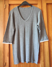 Pullover, grau, Doppelripp, 3/4 Arme, Größe 44