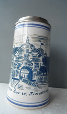 Rotes Tor Flensburg Bierkrug m. Zinndeckel Handgemalt, Flensburger Brauereien