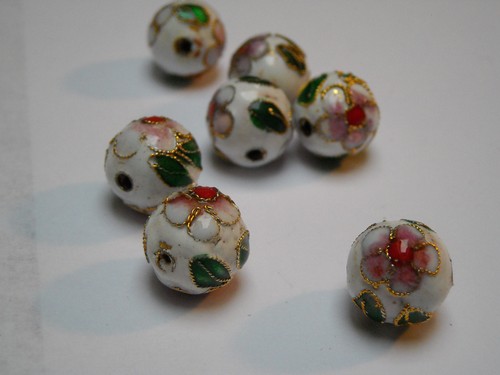 Cloisonne perlen weiss - perle, 7