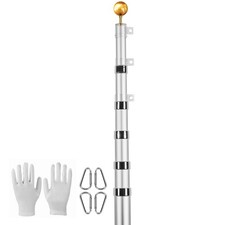 Fahnenmast Teleskop 9m Fahnenstange Deutschland Fahne Flaggen Mast Silber