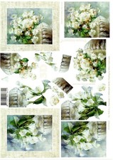 ✂ 3D-Bogen - Weiße Blumen -