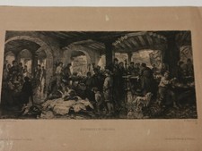 RADIERUNG STICH FISCHMARKT IN CHIOGGIA PLATTE W. UNGER NACH GEMÄLDE ALOIS SCHÖNN