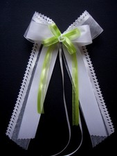 10 Autoschleifen*Antennenschleifen*Org*Satin*PH*weiß&maigrün*HOCHZET*I